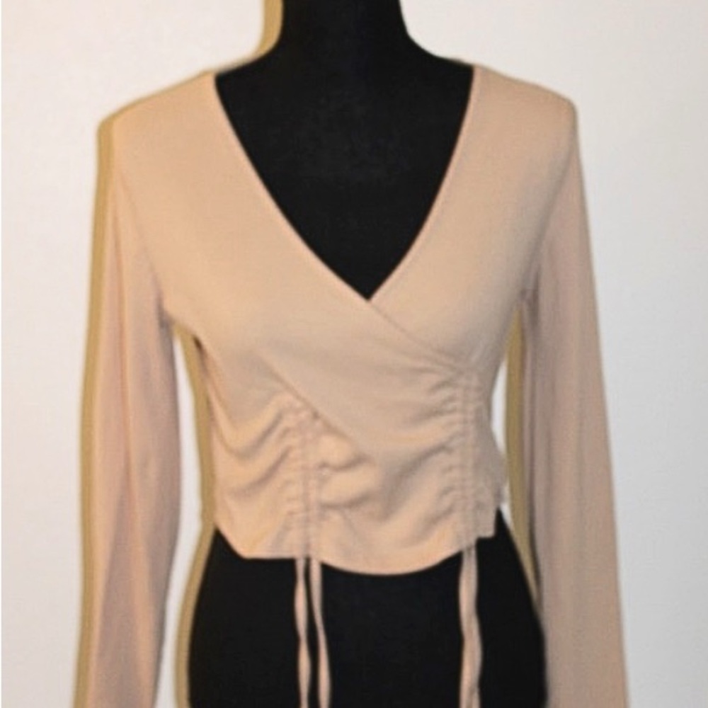 Elegant Tan Wrap Top